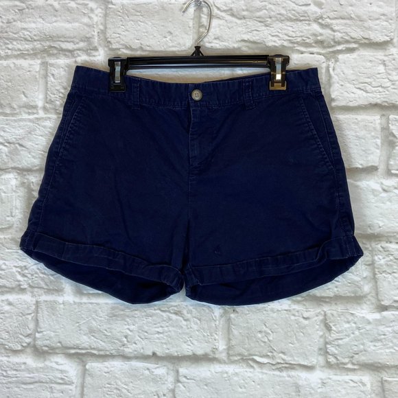 Khakis by GAP Girlfriend 4 Inch Short Size 8 Dark Blue Cotton Spandex - Picture 1 of 10